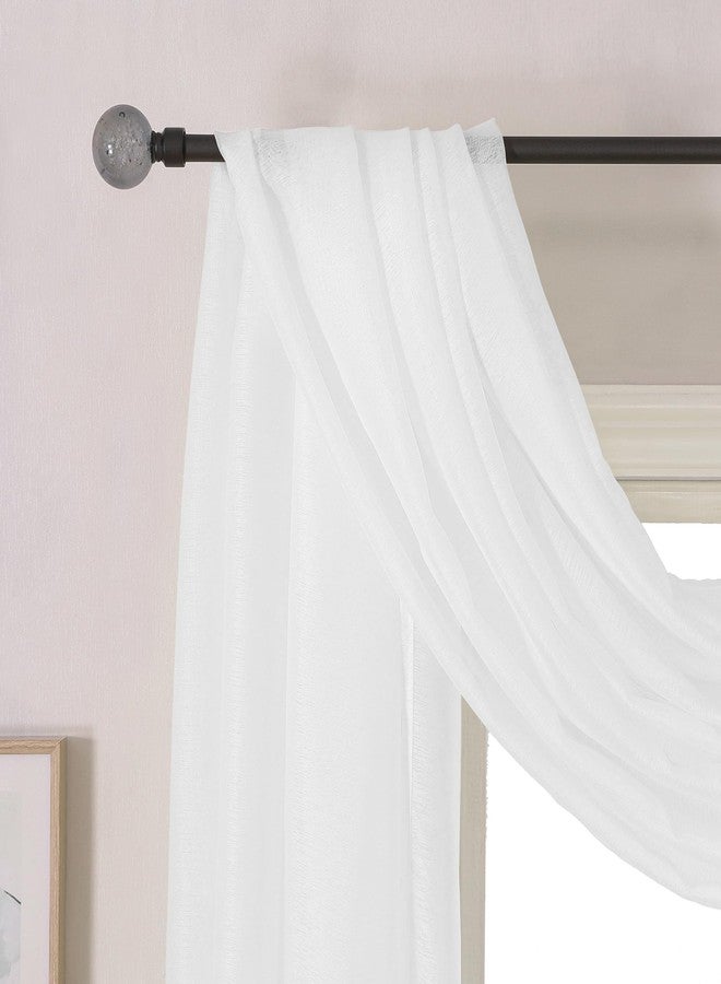 DONREN 144 Inches Long Window Scarf for Party - Luxury Soft Semi Sheer Scarf Valance for Wedding (1 Panel,White) - Image 4